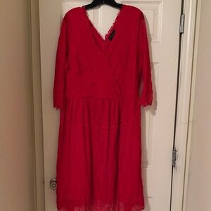 Lane Bryant Vibrant Red Long Sleeve Dress